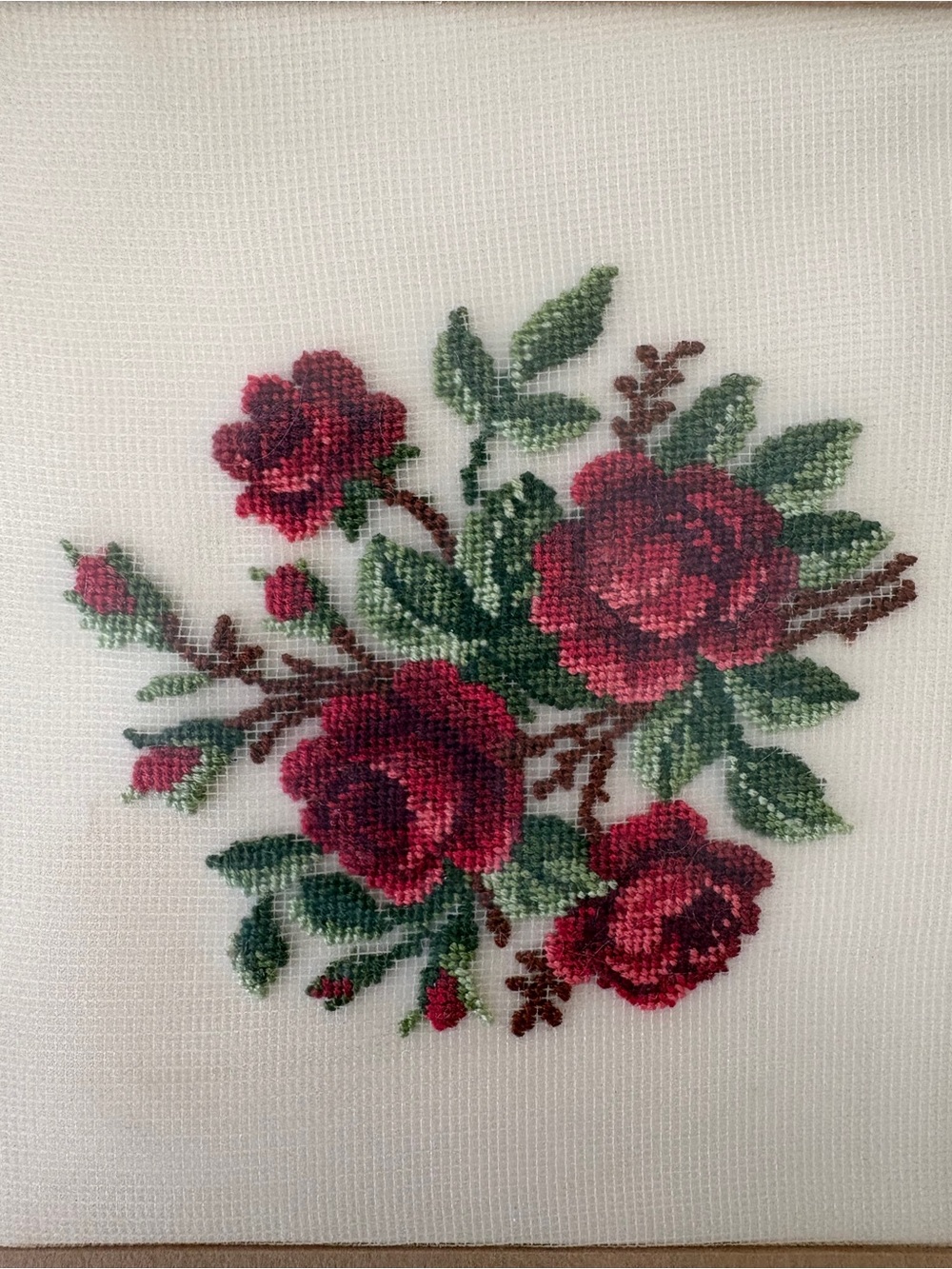 Vintage Petit Point Fine Needlework Roses - Picture 6 of 7